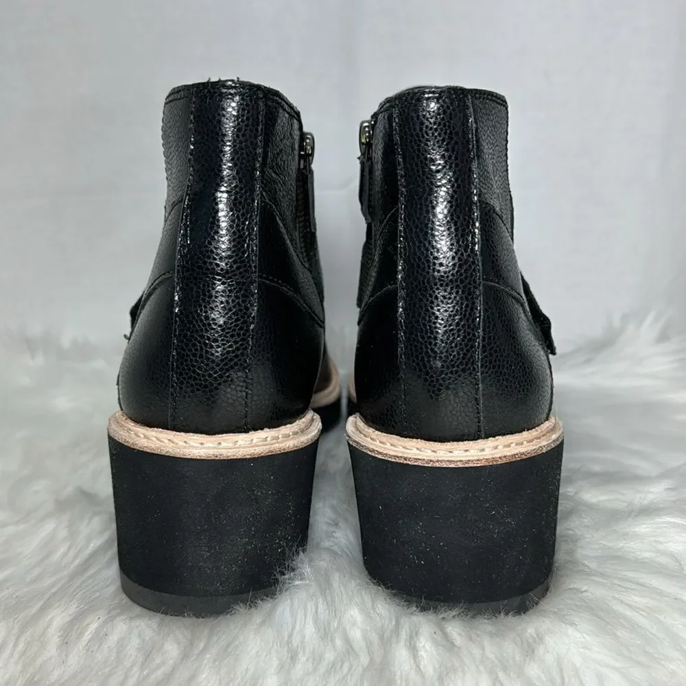 Eileen Fisher NWOT Cargo Black Embossed Leather‎ Wedge Booties Sz 10